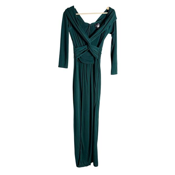 Zac Posen Emerald Green Off Shoulder Cocktail Maxi Formal Gown 10 - Picture 6 of 16